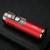 Business Lighter Metal Inflatable Four Straight Cigar Lighter Boutique Red Fire Multi-functional Cigarette Lighter Gift