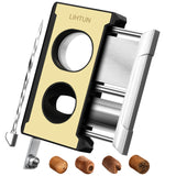 Cigar Cutter Guillotine 4 in 1 Straight Cut V Cutter with Cigar Punch Cigar Draw Enhancer, Stainless Steel Blade Cigar Clippers