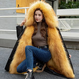2025New Style Fashionable Temperament Women Long Coat with Detachable Faux Fox Fur Lining Winter Cotton-padded Jacket Girl