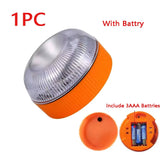 1/2pc Magnetic Flashinúg Yellow Emergency Lamp Safety Alert Light need AAA Battery Power for Outdoor Camping Road Safety Light