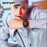SANDA 6210 Top Brand Silicone Strap Fashion Men's Electronic Watch Intelligent Temperature Gauge for Men's Electronic Watch