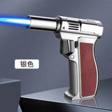 New Metal High Fire Spray Gun Windproof Jet Blue Flame Gas Lighter Safety Lock Switch Outdoor Camping BBQ Kitchen Cigar Lighters