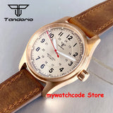 Tandorio Real Cusn8 Bronze Watch for Men 20Bar Waterproof Automatic Pilot Watch Vintage Wristwatch NH35A PT5000 Military Relojes
