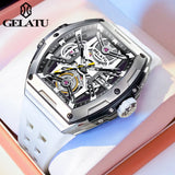 GELATU Men's Watches Trend Fashion Hollow Out Self-winding Automatic Mechanical Wristwatch Sapphire Mirror Waterproof Luminous