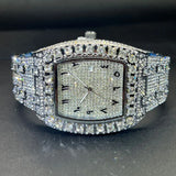 Luxury Iced Out Watch for Mens Brand MISSFOX Hip Hop Square Diamond Quartz Watch Fashion Sports Silicone Strap Tonneau Clock Man