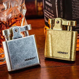 Creative Relief Compass Grinding Wheel Lighter, Retro Nostalgic Kowtow Machine, One-click Press Ignition, Men's Gadgets