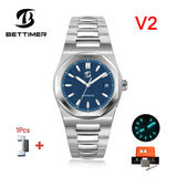 BETTIMER 2025 New Men's Mechanical Watches PT5000 Automatic Business 100m Waterproof BGW-9 Stainless Steel Clock watches for men