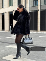 2025 Women's Winter New Imitation Fox Fur Grass Coat Medium Long Style with Large Collar and Loose Plush Coat