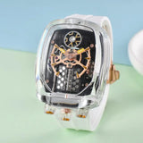 2025 new transparent waterproof men's quartz watch, unique hollow wine barrel shaped leisure watch