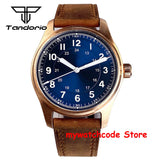 Tandorio Real Cusn8 Bronze Watch for Men 20Bar Waterproof Automatic Pilot Watch Vintage Wristwatch NH35A PT5000 Military Relojes