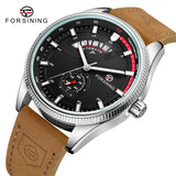 Reloj cronógrafo FORSINING con calendario para hombre, acero inoxidable, piel, movimiento mecánico automático de alta calidad, relojes de pulsera para hombre