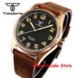 Tandorio Real Cusn8 Bronze Watch for Men 20Bar Waterproof Automatic Pilot Watch Vintage Wristwatch NH35A PT5000 Military Relojes