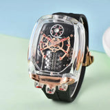 2025 new transparent waterproof men's quartz watch, unique hollow wine barrel shaped leisure watch