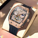 GELATU 6016 All Diamond Women Watch Silicone Waterproof Moonphase Chronograph Luxury Hollow Women All Automatic Mechanical Watch