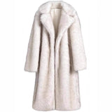 Gradient Winter Women's Long Fur Jacket Lapel Collar Faux Fox Outwear For Lady Comfortable Hair Thickened Female's Eco Fur Coat