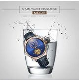 Mechanical Watches Multi-function Clock Montre Homme Leather Automatic Movement 5 ATM Waterproof Hollow Wristwatch Megir 62070
