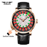 Relojes mecánicos Pro para hombre PINDU Reloj NH35A Movimiento Cristal de zafiro Resistente al agua Diseño de botones Reloj de pulsera Ruleta rusa