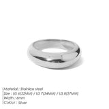 eManco Smooth Rounded Corners Metallic Stainless Steel Temperament Ladies Rings Christmas Gift Jewelry Wholesale
