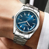 Montre homme CHRONOS à quartz, étanche, avec date et affichage lumineux, en acier inoxydable, style décontracté et sportif.