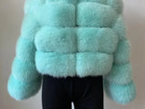 Women Faux Fur Fox Coats Short Coat Jackets Elegant Autumn Winter Jacket Furry Outerwear Elegant Splice Thick Warm Coffe Coats
