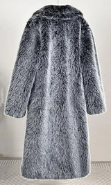 Gradient Winter Women's Long Fur Jacket Lapel Collar Faux Fox Outwear For Lady Comfortable Hair Thickened Female's Eco Fur Coat