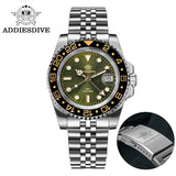 ADDIESDIVE Watch For Man Quartz GMT 20Bar Waterproof BGW9 Super Luminous 316L Stainless Steel Ceramic Bezel Watch