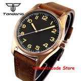 Tandorio Real Cusn8 Bronze Watch for Men 20Bar Waterproof Automatic Pilot Watch Vintage Wristwatch NH35A PT5000 Military Relojes