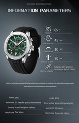 OFNS 8019 Men's Quartz Watch Multi functional Three eye Six pin Waterproof Luminous Calendar Fashion Men's Quartz Watch