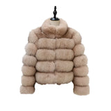 Women Faux Fur Fox Coats Short Coat Jackets Elegant Autumn Winter Jacket Furry Outerwear Elegant Splice Thick Warm Coffe Coats