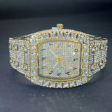 Luxury Iced Out Watch for Mens Brand MISSFOX Hip Hop Square Diamond Quartz Watch Fashion Sports Silicone Strap Tonneau Clock Man