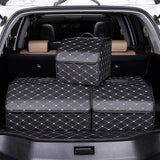 Car Trunk Organizer Box, Large Capacity, Auto Multiuse Tools, Storage Bag, Stowing, Tidying, Leather, Folding for Emergency