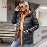 HaiLuoZi 2022 New Winter Women's Jacket Warm and Thick Fashion Female Parka High Quality Zipper Design Hooded Coat Women 886