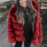 Women Faux Fur Fox Coats Short Coat Jackets Elegant Autumn Winter Jacket Furry Outerwear Elegant Splice Thick Warm Coffe Coats