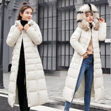 Women's Thickened Long down Cotton Jacket Winter Hot Sale Of The Season Korean Style Large Fur Collar Slim Fit Coat with Belt...