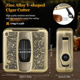 Cigar Cutter,4 in 1 Multifunction V Cut Cutter with Cigar Punch,Cigar Holder & Twin Nubber,Suitable for Max 60 Ring Gauge Cigars