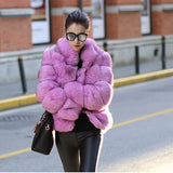 Women Faux Fur Fox Coats Short Coat Jackets Elegant Autumn Winter Jacket Furry Outerwear Elegant Splice Thick Warm Coffe Coats