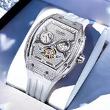 GELATU 6016 All Diamond Women Watch Silicone Waterproof Moonphase Chronograph Luxury Hollow Women All Automatic Mechanical Watch