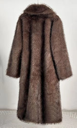 Gradient Winter Women's Long Fur Jacket Lapel Collar Faux Fox Outwear For Lady Comfortable Hair Thickened Female's Eco Fur Coat