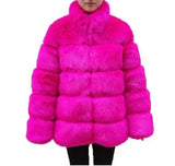 Women Faux Fur Fox Coats Short Coat Jackets Elegant Autumn Winter Jacket Furry Outerwear Elegant Splice Thick Warm Coffe Coats