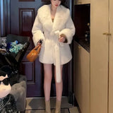 Chaqueta de piel de zorro con cuello de piel para mujer, abrigo de cintura ajustada, parka cálida y holgada, otoño e invierno, novedad de 2025