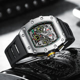 GUANQIN Mechanical Multifunctional Luxury Man watch Rectangular Dial Waterproof Chronograph Automatic Date Steel Shell Men watch