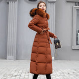 Women's Thickened Long down Cotton Jacket Winter Hot Sale Of The Season Korean Style Large Fur Collar Slim Fit Coat with Belt...