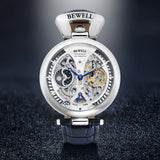 High-End Waterproof Automatic Mechanical Watch with Genuine Leather Strap And Stainless Steel Transparent Back Cover