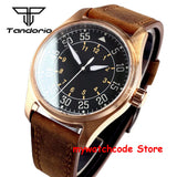 Tandorio Real Cusn8 Bronze Watch for Men 20Bar Waterproof Automatic Pilot Watch Vintage Wristwatch NH35A PT5000 Military Relojes