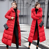 Women's Thickened Long down Cotton Jacket Winter Hot Sale Of The Season Korean Style Large Fur Collar Slim Fit Coat with Belt...