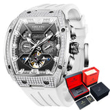 GELATU Top Brand Men's Watches Full Automatic Wristwatch for Man Hollow Mechanical Flywheel Date Week Waterproof Luminous
