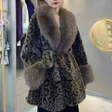Chaqueta de piel de zorro con cuello de piel para mujer, abrigo de cintura ajustada, parka cálida y holgada, otoño e invierno, novedad de 2025