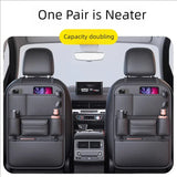 Organizador multifuncional para respaldo de asiento de coche, bolsa de almacenamiento de alta capacidad con múltiples bolsillos y alfombrilla antipatadas resistente al desgaste.