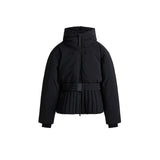 Hooded Skiing Coats Women Stand Collar Belts Pleated Zippers Full Sleeve Thicken Cotton Jacket 2025 Winter Lady Outwears New