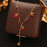 GANEMLY 316L Stainless Steel Flower Petals Colorful Zircon Long Pendant Necklace For Women New Handmade Neck Chain Jewelry Gift